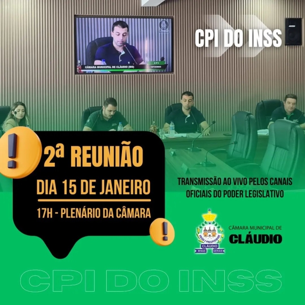 A Comissão Parlamentar de Inquérito (CPI) do repasse do INSS dos servidores da prefeitura terá sua segunda sessão preparatória na próxima segunda-feira, dia 15 de janeiro, no plenário Paulina Dutra Alves.