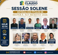Sessão Solene de Entregas de Títulos de Hontra ao Mérito 2026