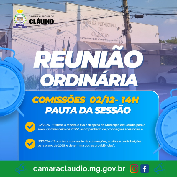 Pauta das Sessões de Comissões e Plenária