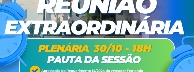 Na quarta-feira (30), a Câmara Municipal realiza duas sessões extraordinárias, sendo a reunião das Comissões Permanentes às 14h e a reunião Plenária...