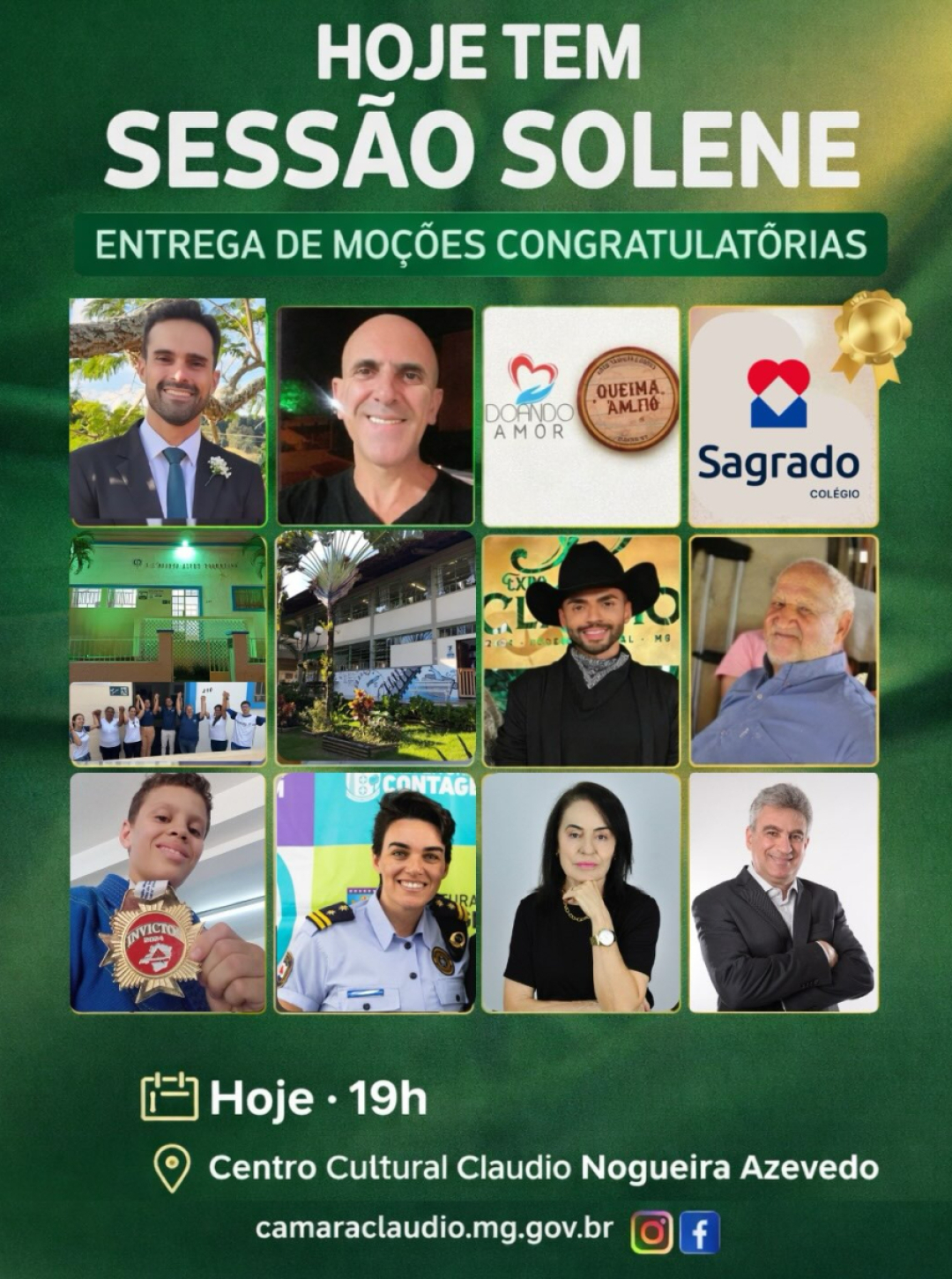 Câmara de Cláudio realiza sessão solene para entrega de Moções Congratulatórias